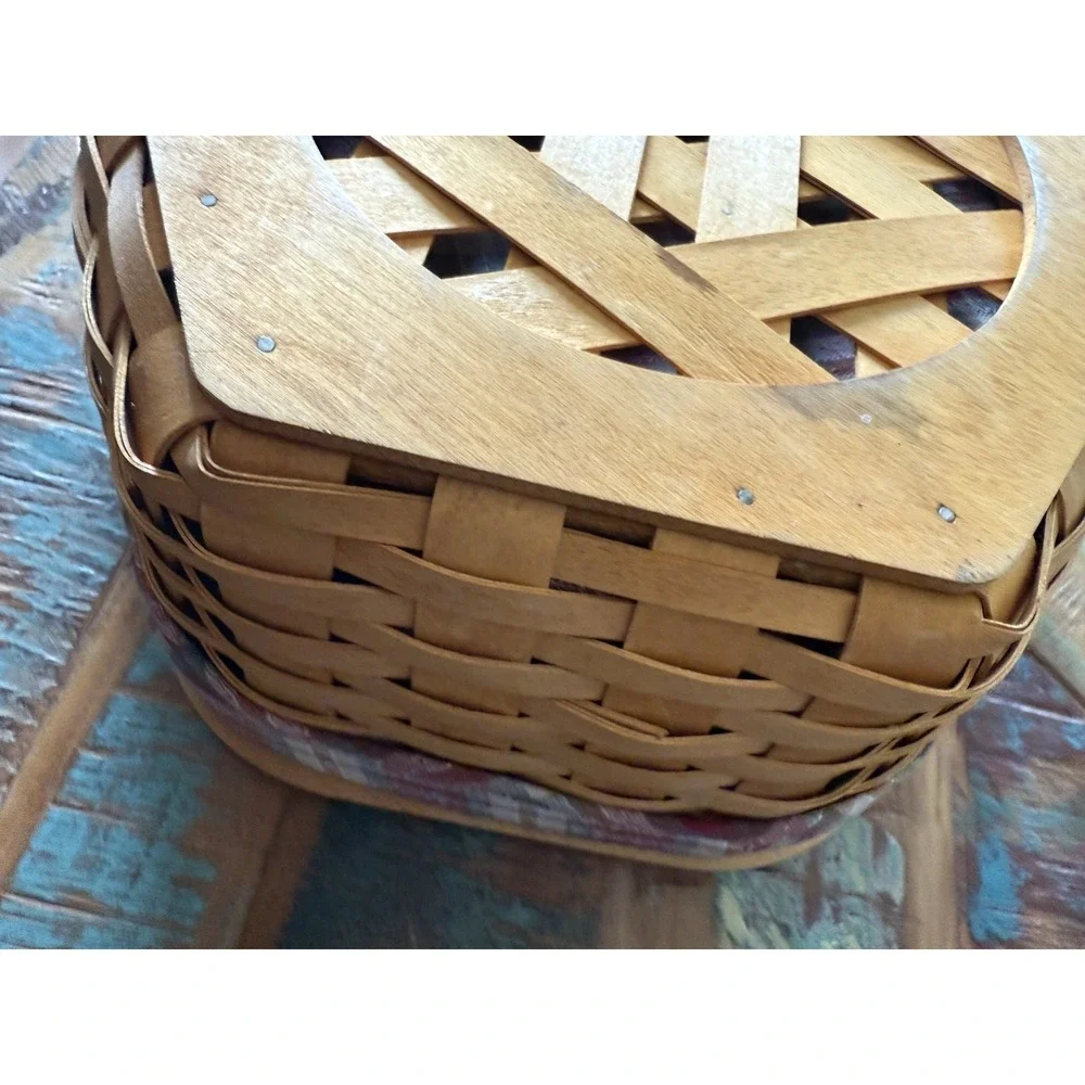 Longaberger Octagon Red Plaid Basket With 6 Slot Tray 13 Inch